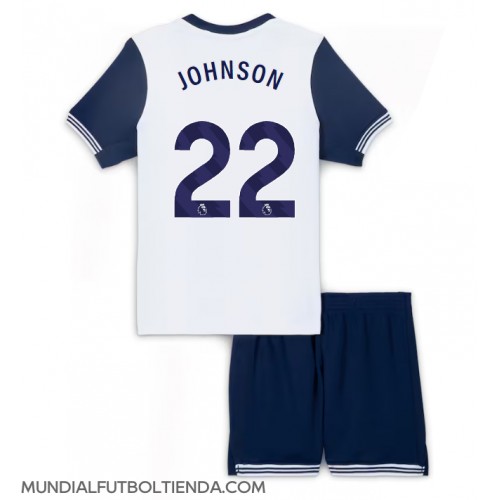 Camiseta Tottenham Hotspur Brennan Johnson #22 Primera Equipación Replica 2024-25 para niños mangas cortas (+ Pantalones cortos)